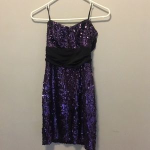 Purple Sequin Mini-Dress